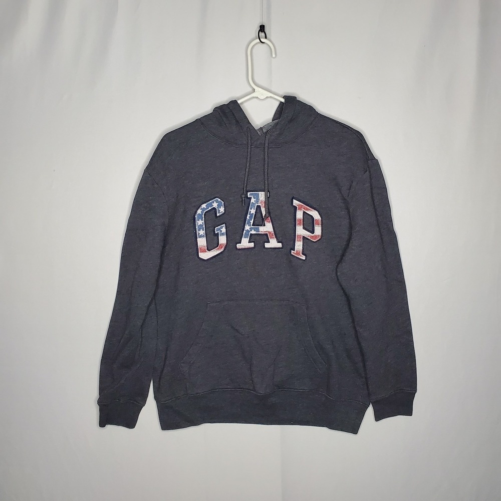 The Gap Hoodie Sweatshirt Women Medium Spellout USA‎ Embroidered Vtg 00s